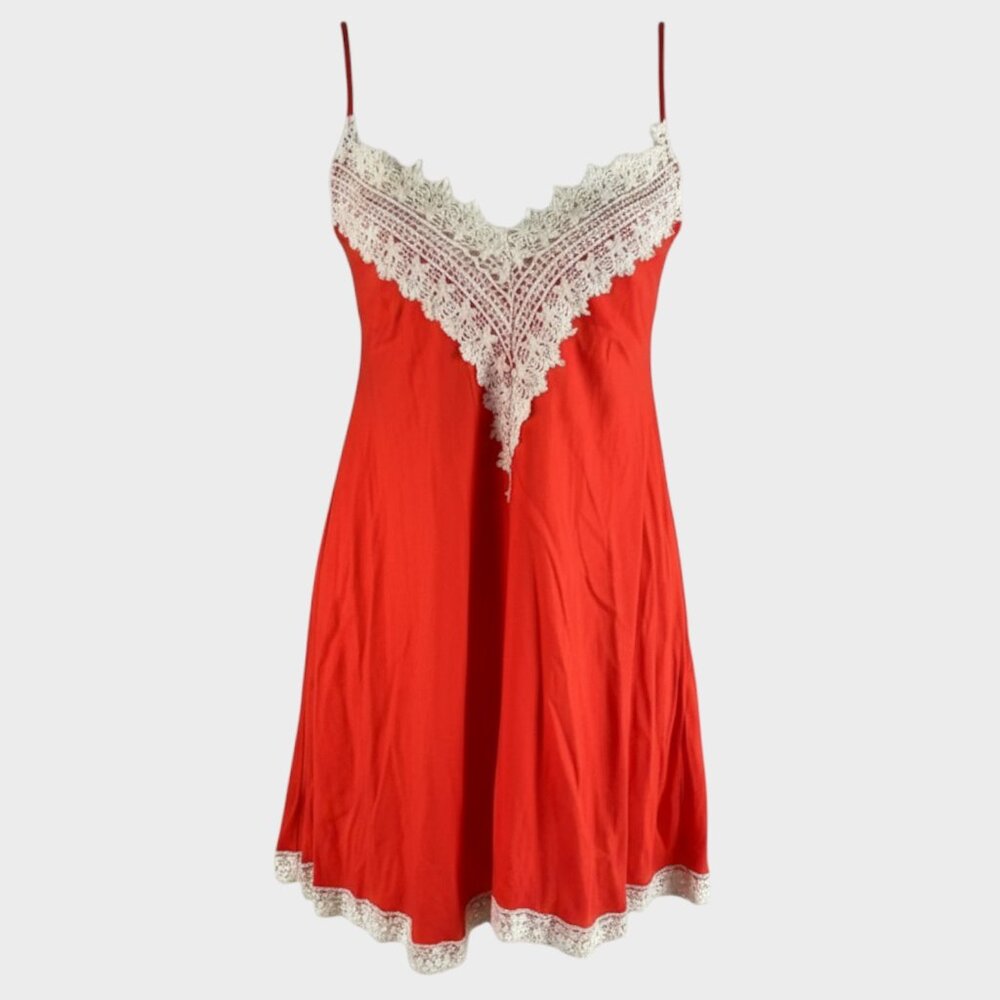 Honeylee Womens Coral Pink Orange Small Rayon Nightie Dress